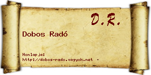 Dobos Radó névjegykártya